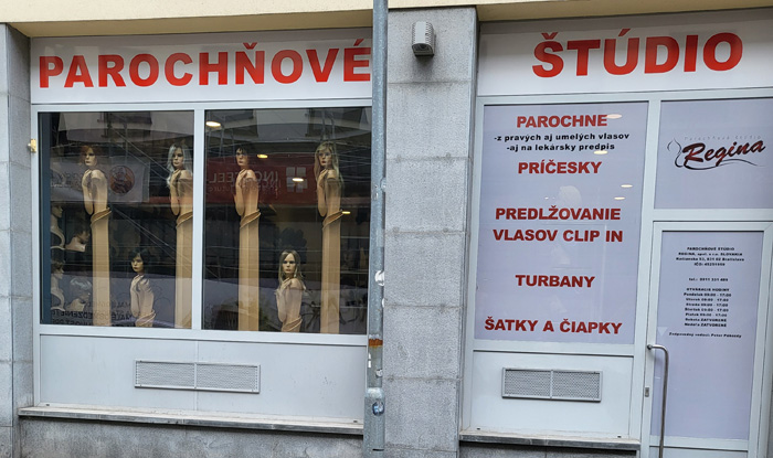 Predajňa parochní na Heydukovej ulici v Bratislave 